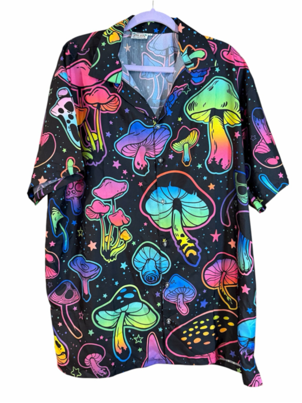 Mens Hawaiian shirt Trippy Funky Magic mushroom hippy Retro psychedelic size L